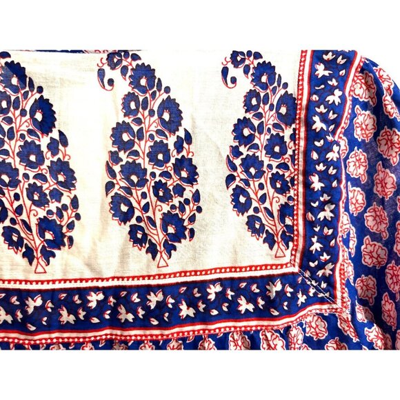 J.Crew French Country Peasant Red White Blue Paisley Top Boho Preppy Size XSmall - Picture 8 of 11